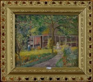 JOMOUTON Frederic 1858-1931,Jardin fleuri animé,VanDerKindere BE 2016-10-18