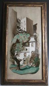 JONES Amy 1899-1968,New York Cityscape with sweeping tree, townhouse, ,Du Mouchelles US 2008-03-16