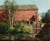JONES Amy 1899-1968,Red barn and birch trees,John Moran Auctioneers US 2007-06-19