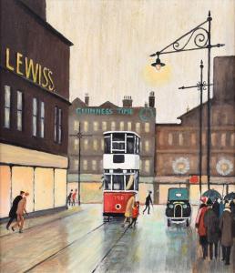 JONES BOB 1937,Manchester street scene with figure,Peter Wilson GB 2024-03-28
