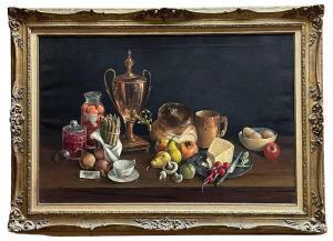 JONES Deborah,still life with samovar, bread loaf, fruit, vegeta,1970,Rogers Jones & Co 2024-01-26