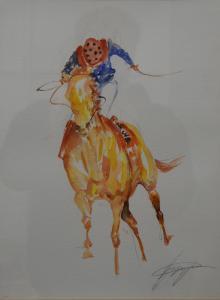 Jones Jacquie 1961,Chestnut Horse with Jockey Up,Rowley Fine Art Auctioneers GB 2021-11-13