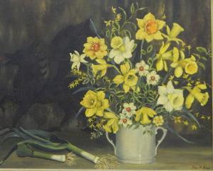 Jones Joan M,Still life study of daffodils and leeks,The Cotswold Auction Company GB 2018-01-23
