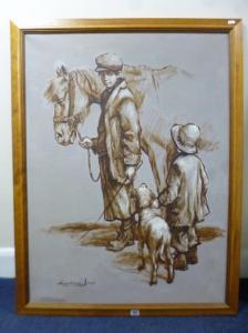 JONES Leighton,sketch of a boy holding a horse by a lead rein,Richard Winterton GB 2017-05-03