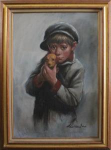 JONES Leighton,The portrait of a boy holding a dog,1979,Elite US 2015-07-05