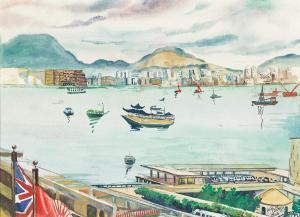 JONES Lois Mailou 1905-1998,Causeway Bay, Hong Kong,1966,Swann Galleries US 2024-04-04