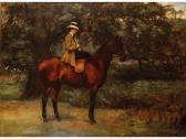JONES Louis Johnson,A study of a lady on horseback in a wooded landsca,1910,Duke & Son 2011-04-14