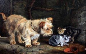 JONES Louis Johnson 1888-1922,Portrait of a terrier and two kittens,Gorringes GB 2018-03-06