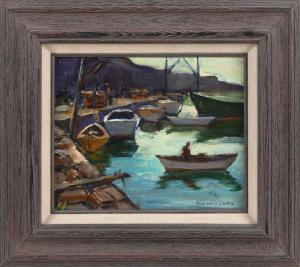 JONES Mildred Jones 1899-1991,Harbor scene, likely Pigeon Cove, Rockport,Eldred's US 2023-03-23