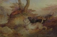 JONES Paul 1855-1888,Three terriers and a fox in landscape,1868,Serrell Philip GB 2015-09-17