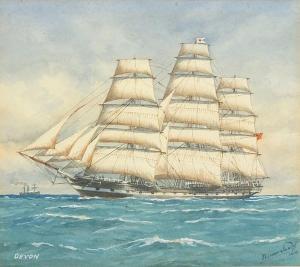 JONES Pelham 1890-1950,Devon, clipper at sea,Eastbourne GB 2021-04-21