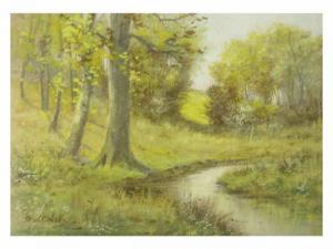 JONES Seth C. 1853-1930,Wooded Landscape with Creek framed,Wickliff & Associates US 2008-04-19