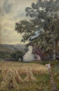 JONES T. Hampson 1846-1916,Farm with Wheatsheaves,1876,Duggleby Stephenson (of York) UK 2022-12-08