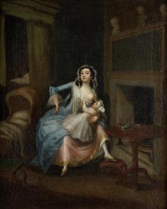 JONES William 1738-1747,Lady feeding her child in an interior,Bonhams GB 2015-12-01