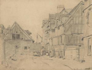 JONGKING JOHAN BARTHOLD,Maisons en colombages dans une rue de Rouen,1851,Christie's 2018-03-21