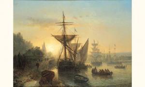 JONGKING JOHAN BARTHOLD 1819-1891,Voilier dans un port,1849,Robert FR 2005-06-10