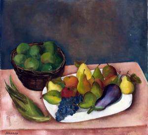 JONGMAN Roelf 1887-1958,Stilleven met fruit op witte schaal en mand,Venduehuis NL 2013-03-13