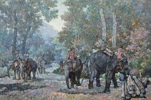 JONGYUTH,Elephants at Work,20th century,Neal Auction Company US 2019-09-15