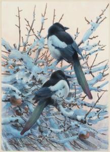 JONSSON Lars 1952,Two Magpies,Santa Fe Art Auction US 2018-11-10