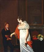 JONXIS Jan Lodewyk 1789-1867,Elegante dame en huisknecht,1845,Venduehuis NL 2011-05-18