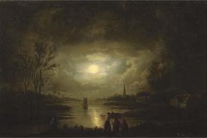 JONXIS Jan Lodewyk 1789-1867,Fishing by moonlight,Christie's GB 2006-09-19