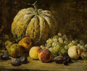 JOORS Eugeen 1850-1910,Stillleben mit Weintrauben, Pfirsichen und einer Melone,Van Ham DE 2021-06-02
