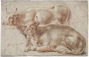 JORDAENS Hans I 1539-1630,Zwei ruhende Kühe,Galerie Bassenge DE 2014-11-28