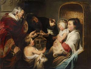 JORDAENS Jacob 1593-1678,Die heilige Familie mit Johannes dem Täufer und se,Lempertz DE 2023-11-18