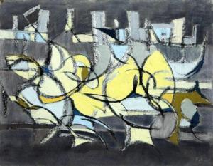 JORDAN Patrice Patrick 1944,Composition with a yellow center,Peter Karbstein DE 2020-11-07