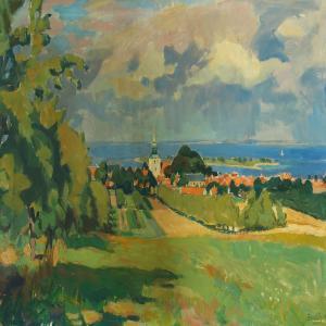 JORGENSEN Jacob 1879-1948,View of riscbing a summer day,Bruun Rasmussen DK 2016-02-15