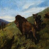 JORGENSEN Poul 1882-1941,Landscape with lions,1902,Bruun Rasmussen DK 2014-09-15