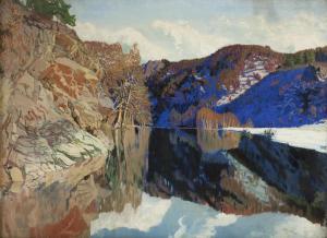JOSEF Vydra 1884-1959,Mountain Lake,1931,Palais Dorotheum AT 2014-03-08