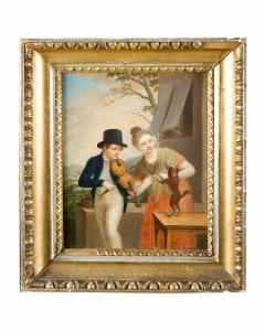 JOSEF Ziegler 1785-1852,A young violinist with girl and a dog in landscape,Deutsch AT 2020-07-14
