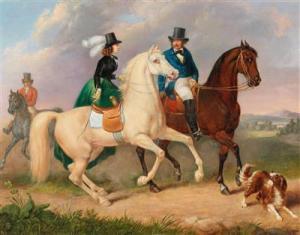JOSEF Ziegler 1785-1852,Riding Out with Lady in a Green Skirt,1847,Palais Dorotheum AT 2018-12-10
