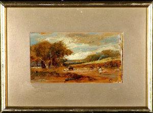 JOSEPH F 1900-1900,A country scene with figures and a horsecart on a ,Anderson & Garland 2008-03-11