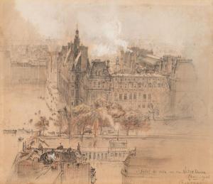 JOUAS Charles 1866-1942,Hôtel de ville vu de Notre Dame,Delorme-Collin-Bocage FR 2023-04-07