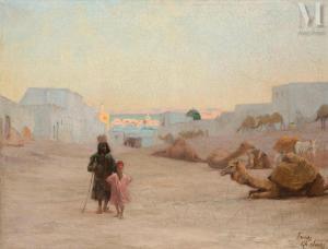 JOUAS Charles 1866-1942,Place El Markhadh à Tunis,Millon & Associés FR 2023-06-16
