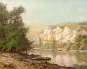 JOUHAN RENE 1835-1927,La falaise calcaire depuis la rivière,Auxerre Enchères FR 2022-04-10