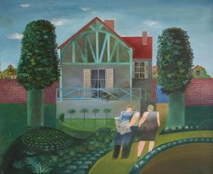 jouineau,Couple dans le jardin,1983,Gautier-Goxe-Belaisch, Enghien Hotel des ventes FR 2009-09-24