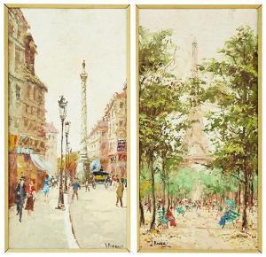 JOURDAIN FRENCH Jean 1900-1900,Two Parisian Street Scenes.,Susanin's US 2016-03-19