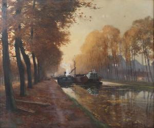 JOURDAIN Henri 1864-1931,Canal Scene with Barges,Tooveys Auction GB 2024-01-24
