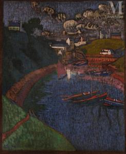 JOURDAN Émile 1860-1931,Le port de Brigneau,1915,Millon & Associés FR 2024-03-26