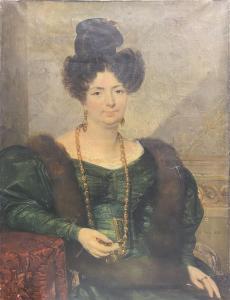 JOUY Joseph Nicolas 1809-1880,Portrait d'une élégante,1838,Pierre Bergé & Associés FR 2022-09-19