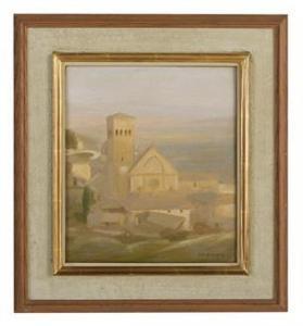 JOWETT Percy Hague,Church and Tower in the Tuscan Countryside,New Orleans Auction 2022-06-17