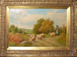 JOWETT Singleton 1878-1927,Figure and sheep in country lane,Keys GB 2020-08-28