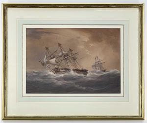 JOY John Cantiloe,Storm at Sea, two tall ships in stormy seas with l,Rogers Jones & Co 2022-07-29