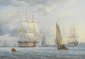 JOY William Cantiloe,MAN-O-WAR COMING INTO ANCHOR WITH SHIPPING AT SPIT,1855,Sotheby's 2015-12-17