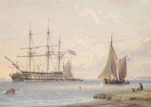 JOY William Cantiloe 1803-1867,Second rater in the Solent,Bonhams GB 2023-10-18