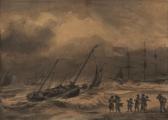 JOY William Cantiloe 1803-1867,Stormy coastal scene with fisherfolk,Keys GB 2018-04-27