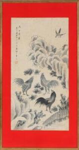 Ju Shi Lao Lian,composition with birds ind landscape and poe,20th century,Bruun Rasmussen 2017-10-19